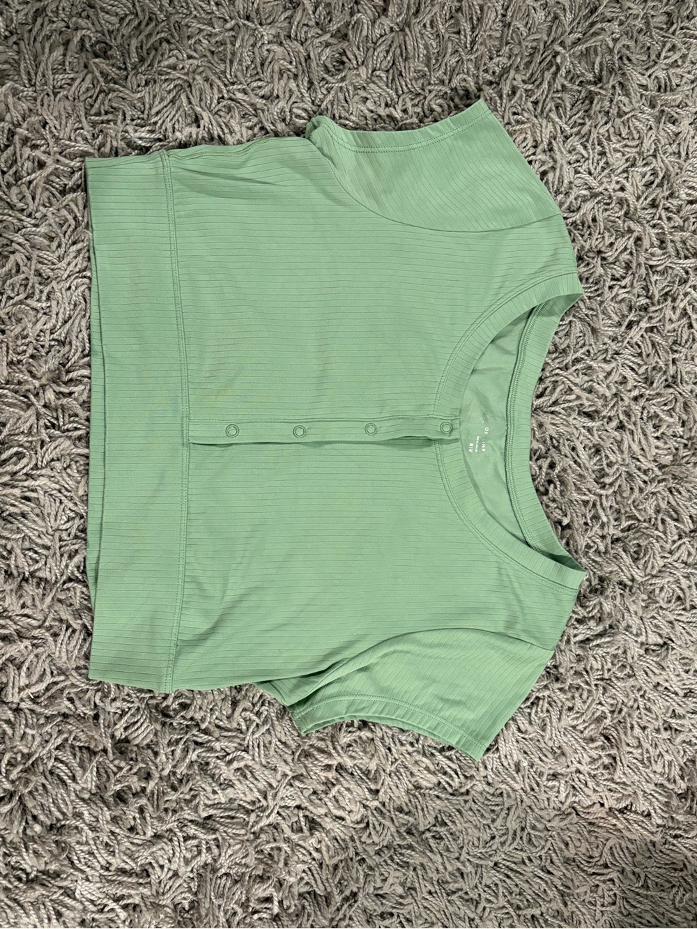 aerie Light Green Ribbed Button-Front Crop Top